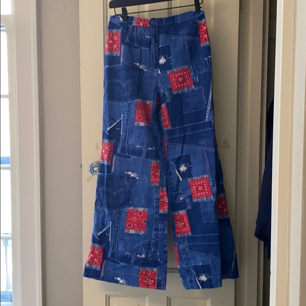 Wide Leg Patchwork Pants - image 1